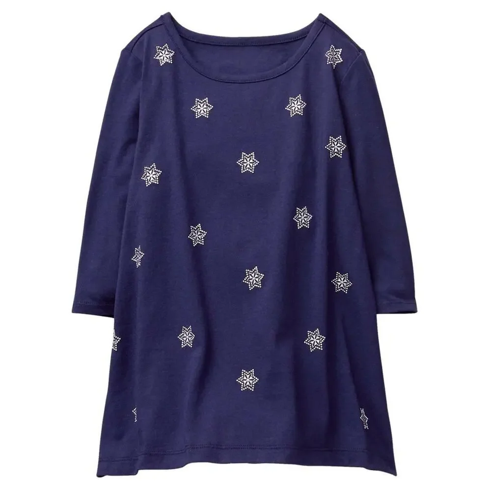 Gymboree Girls Tunic Size S 5 6 North Pole Party Snowflake Print Navy Blue NEW